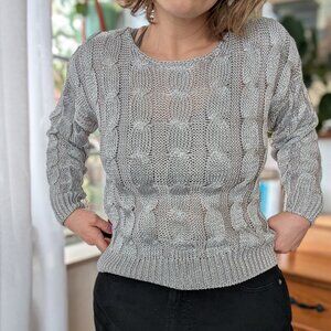 SHIMMERSTRAVAGANZA - XES NY - 90s Y2K Vintage silver metallic sweater - Large